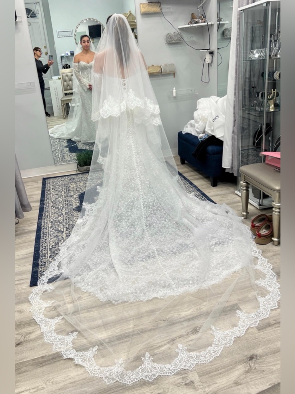 Cathedral length lace veil